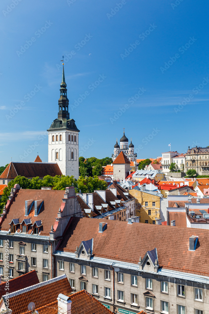 Cityscape view to Tallinn old town, Estonia