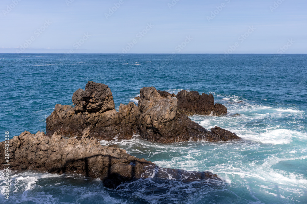Coastline in Porto Moniz on Madeira Island. Portugal