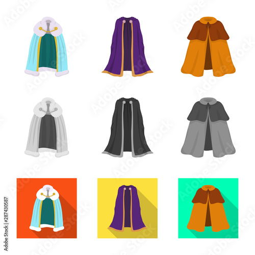 Isolated object of material and clothing sign. Set of material and garment vector icon for stock.