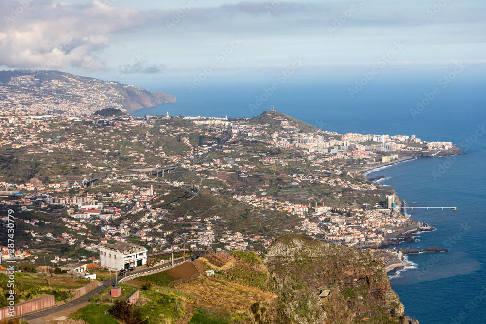 View down from Cabo Girao on Madeira Island, Portugal, the highest cliff in Europe