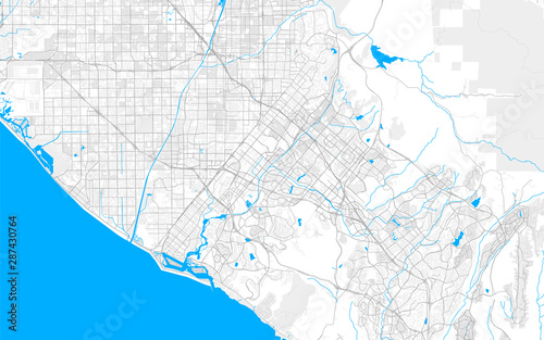 Rich detailed vector map of Irvine, California, U.S.A.