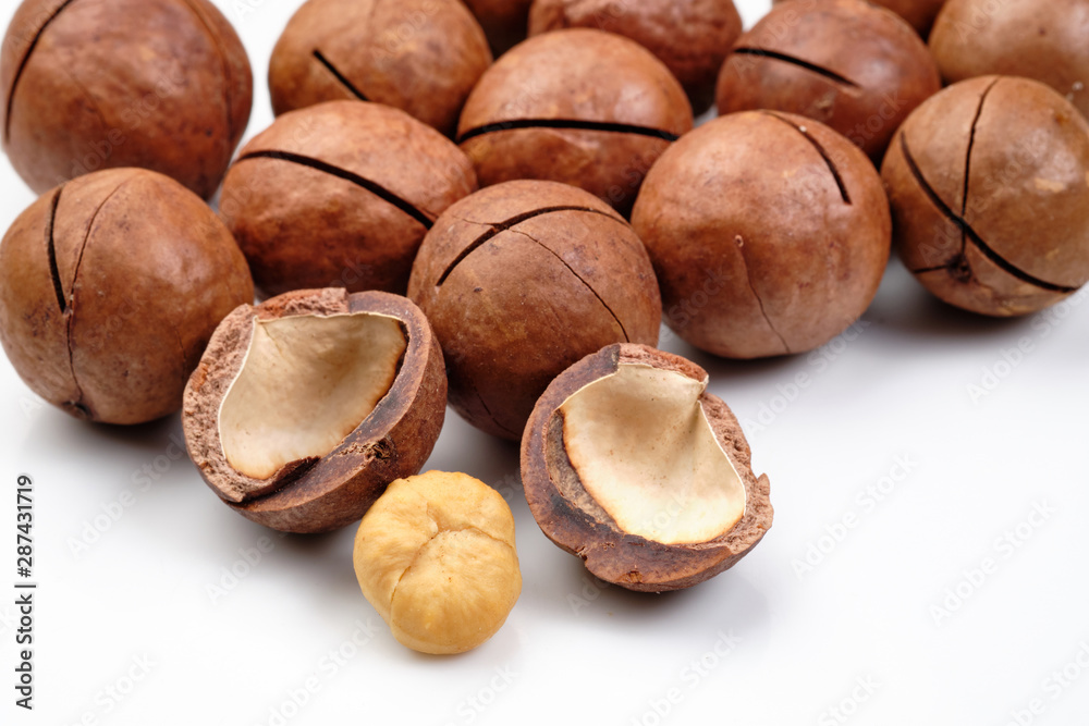 macadamia nuts isolated on white background macadamia nuts isolated on white background