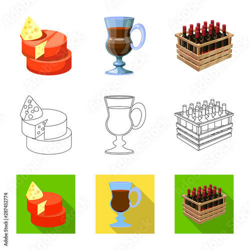 Vector illustration of farm and vineyard sign. Collection of farm and product stock symbol for web.