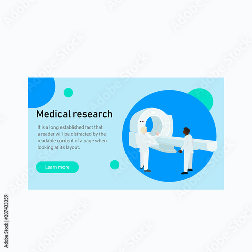Medical research banner. Tomograph research in the clinic. Docotr make MRI procedure.