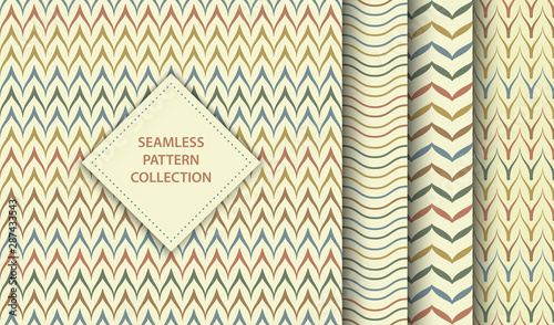 Seamless vector ethnic textile pattern set. Abstract background geometric zig zag texture. Simple minimalistic native print collection. Web page fill folk mexican or african line chevron ornament.