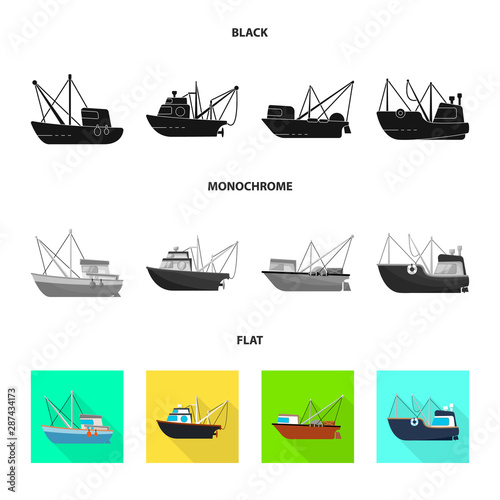 Vector design of transport and industrial logo. Collection of transport and yacht stock symbol for web.