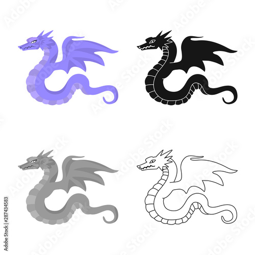 Fototapeta Naklejka Na Ścianę i Meble -  Isolated object of dragon and tail logo. Collection of dragon and beast stock vector illustration.