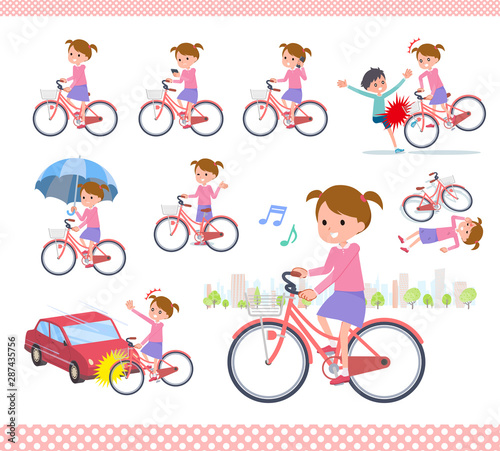 flat type Pink clothing girl_city cycle