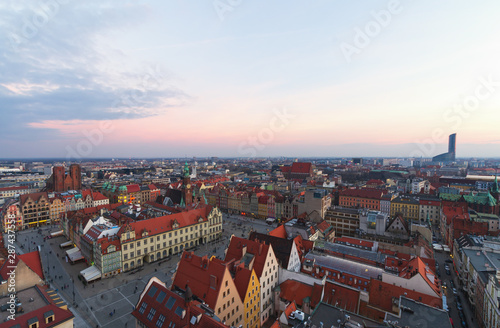 Air view panorama of Wroclaw. Breslau