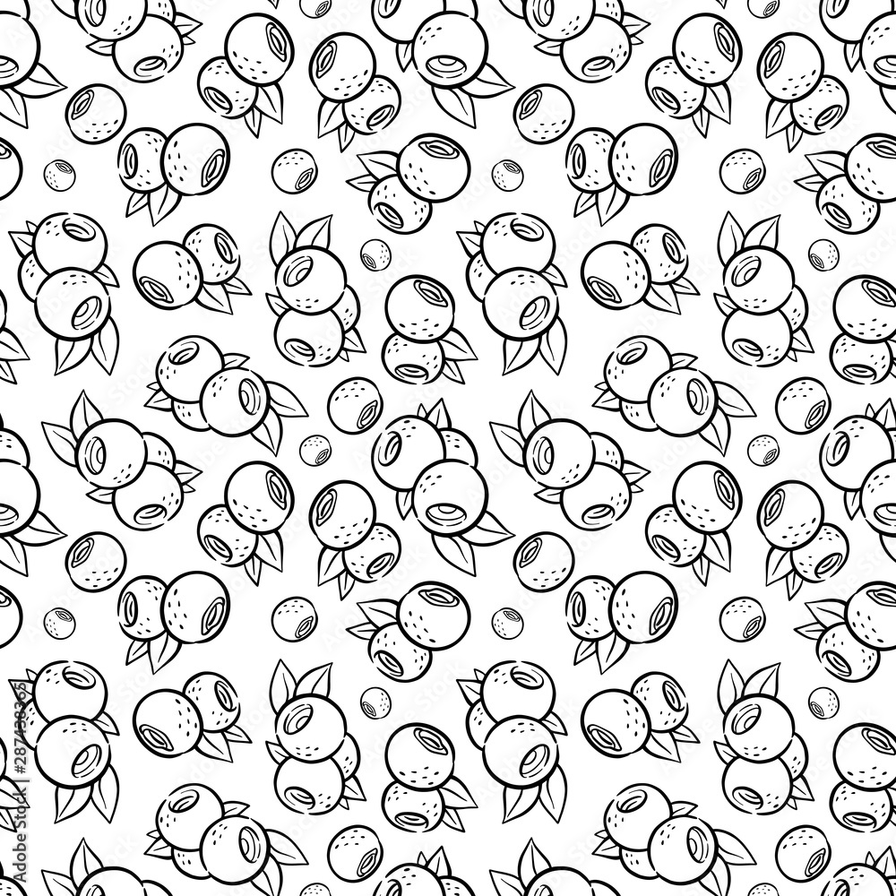 Pattern with blueberry in kawaii style. Coloring page with fruits for cafe,  paper . Coloring book for adults and children Stock Illustration | Adobe  Stock