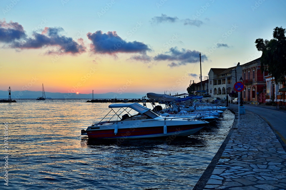Greece,island Paxos-sunrise in the harbor Gaios