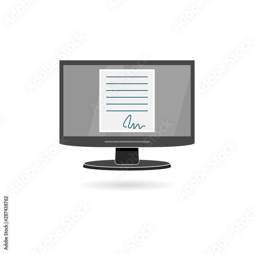 Online electronic document on computer display icon