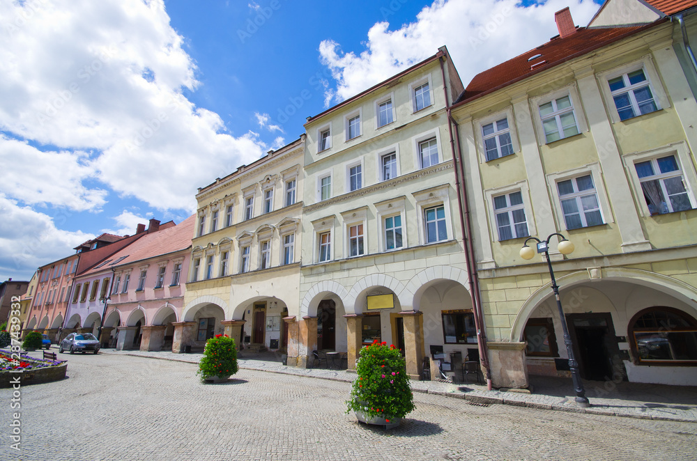 Town square of Lubawka, Lower Silesia, Poland