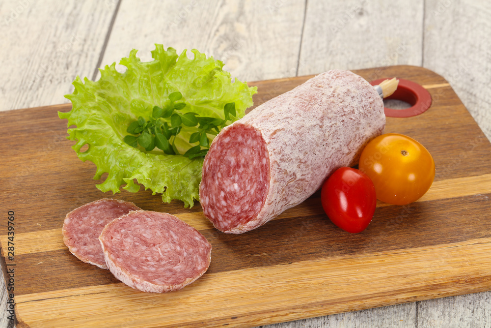 Italian dry Saliami pork sausage Italian dry Saliami pork sausage