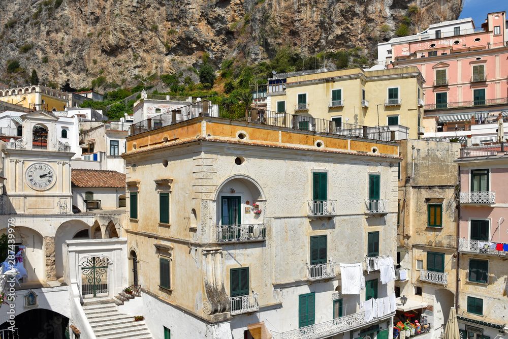 The houses of the city of Atrani, a tourist resort on the Italian coast. The houses of the city of Atrani, a tourist resort on the Italian coast.