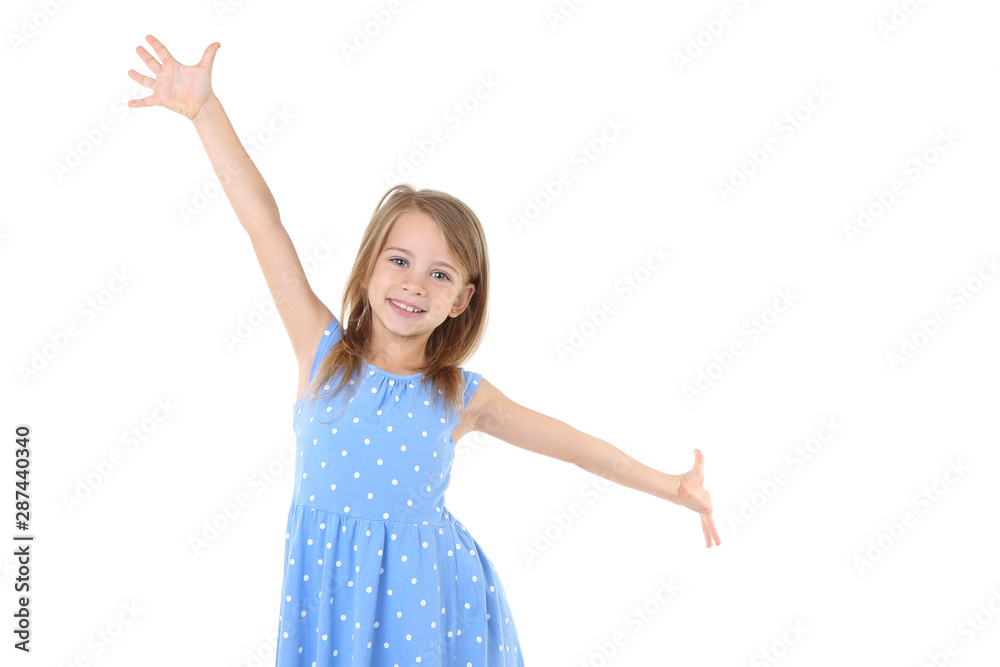 Beautiful little girl isolated on white background Beautiful little girl isolated on white background