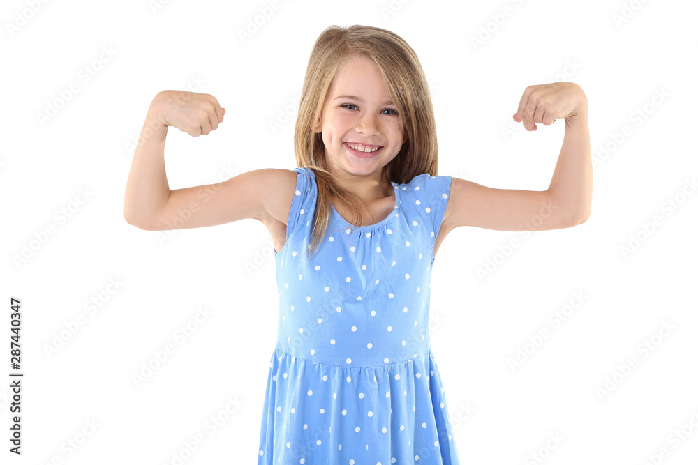 Emotional little girl isolated on white background