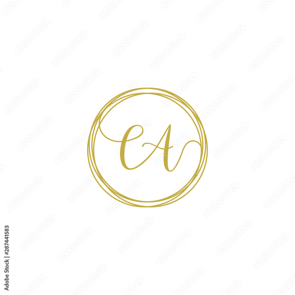 Letter CA logo template. Creative fashion logo design, couple letter , beauty icon. Initial handwriting or handwritten logo for identity. Logo with hand drawn style. wedding concept -vector