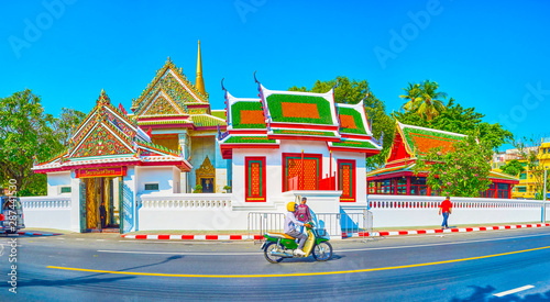 The medieval Wat Bowon Niwet Temple in Bangkok, Thailand photo