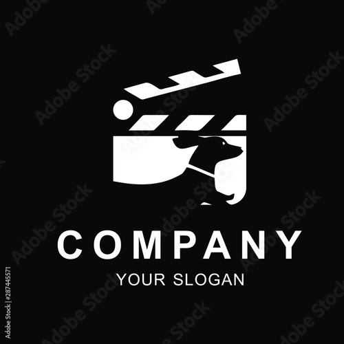 Clapperboard / clapper board and a Dog Logo design Template