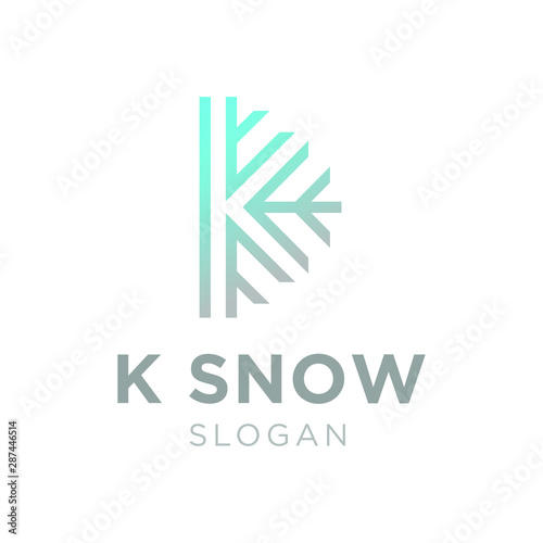 initial k snow flake / ice flake logo design inspiration
