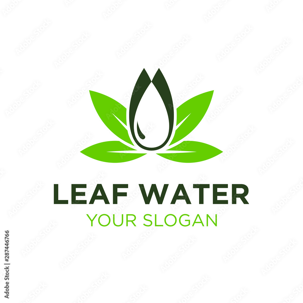 Leaves and water droplets logo design inspiration