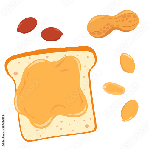 Vector illustration of set peanuts and peanut butter. Isolates on a white background.