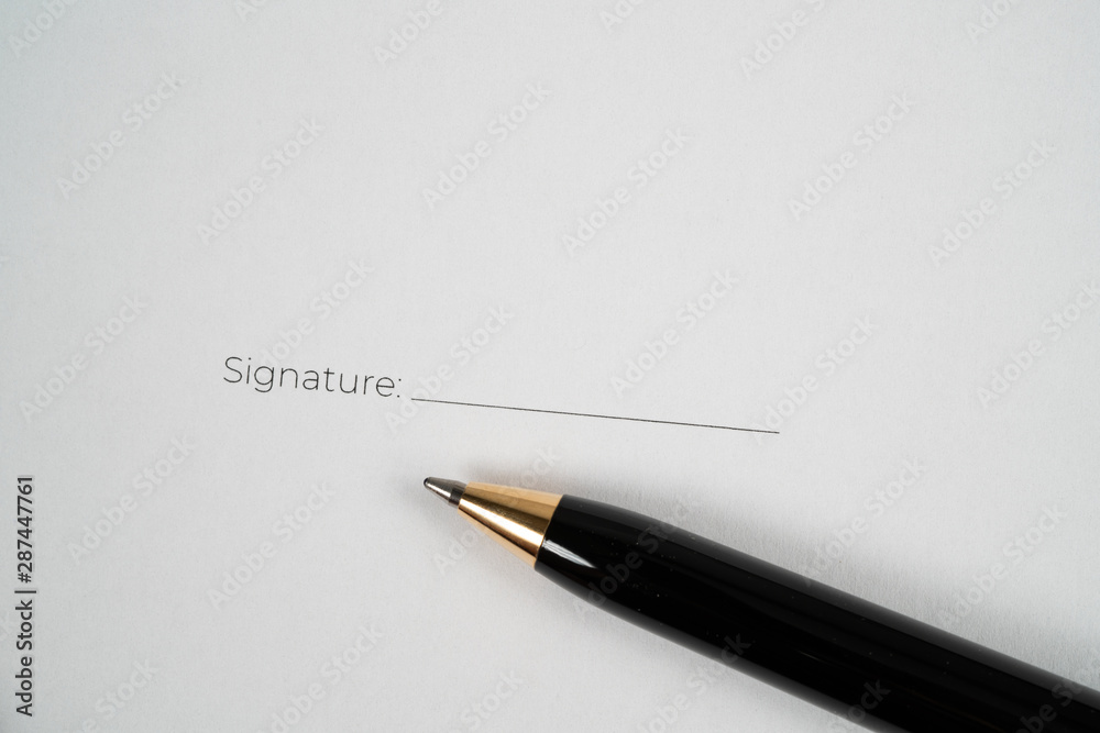 Signature line with pen Signature line with pen