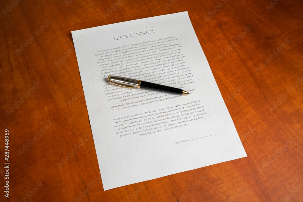 Lease contract with a pen Lease contract with a pen