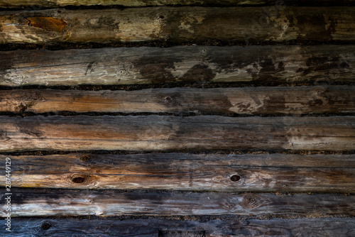 Texture of old log house wall