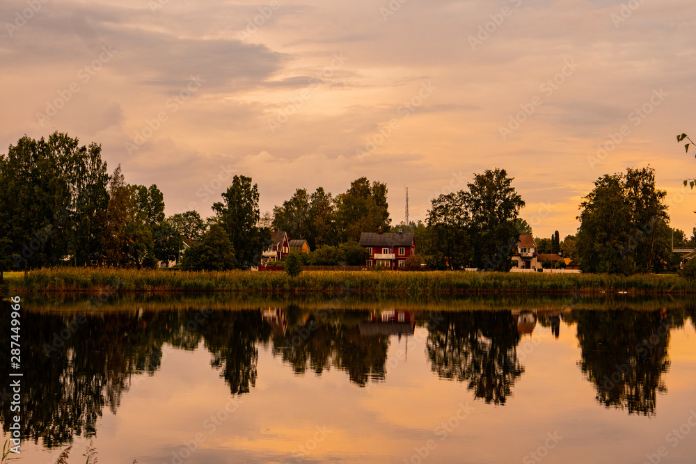 idyllic view of the sunset in Karlstad Sweden