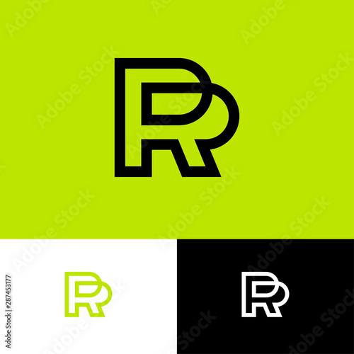 P and R monogram. P, R Logo. Linear monogram on  a different background. Abstract emblem.
