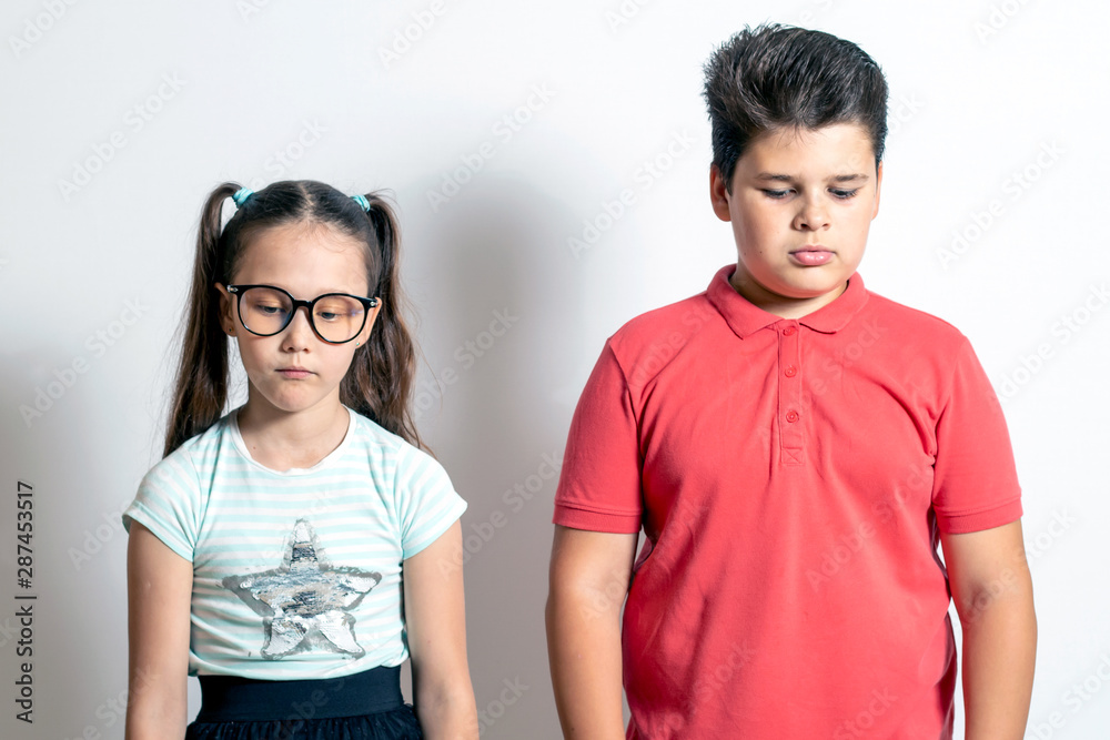 Children are guilty. Brother and sister are sad and offended Children are guilty. Brother and sister are sad and offended