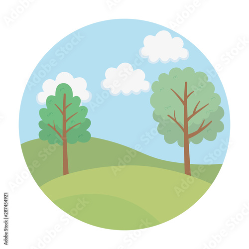 Abstract and season trees vector design