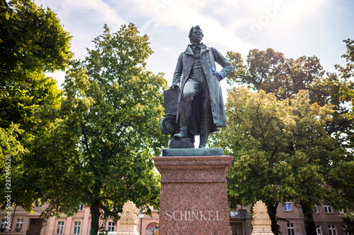 schinkel statue in neuruppin city brandenburg germany photo