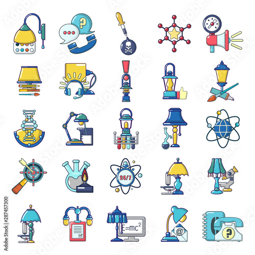 Overnight research icons set. Cartoon set of 25 overnight research vector icons for web isolated on white background