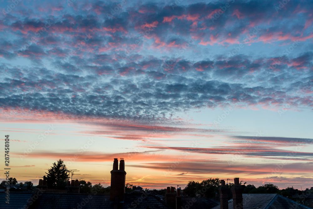 Sky after sunset and house chimney