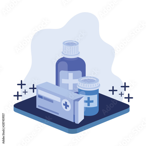 medicine drugs on white background