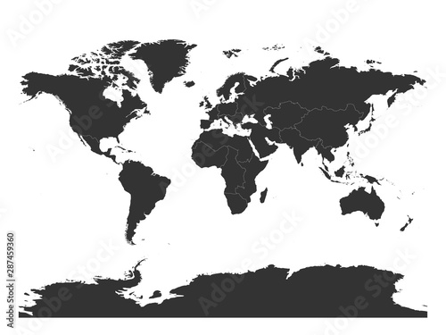 Map of World divided into regions. Simple flat vector illustration