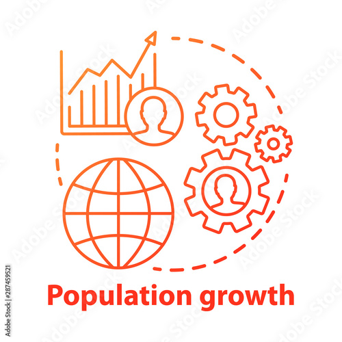 Population growth concept icon. World human overpopulation idea thin line illustration. Increasing number of people. Demographic problem. Vector isolated outline drawing