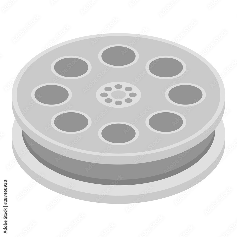 Film reel icon. Isometric of film reel vector icon for web design isolated on white background Film reel icon. Isometric of film reel vector icon for web design isolated on white background