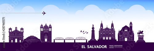 El Salvador travel destination grand vector illustration. photo