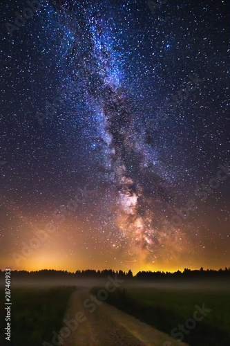 Bild auf Leinwand Landscape with Milky way galaxy in Lithuania