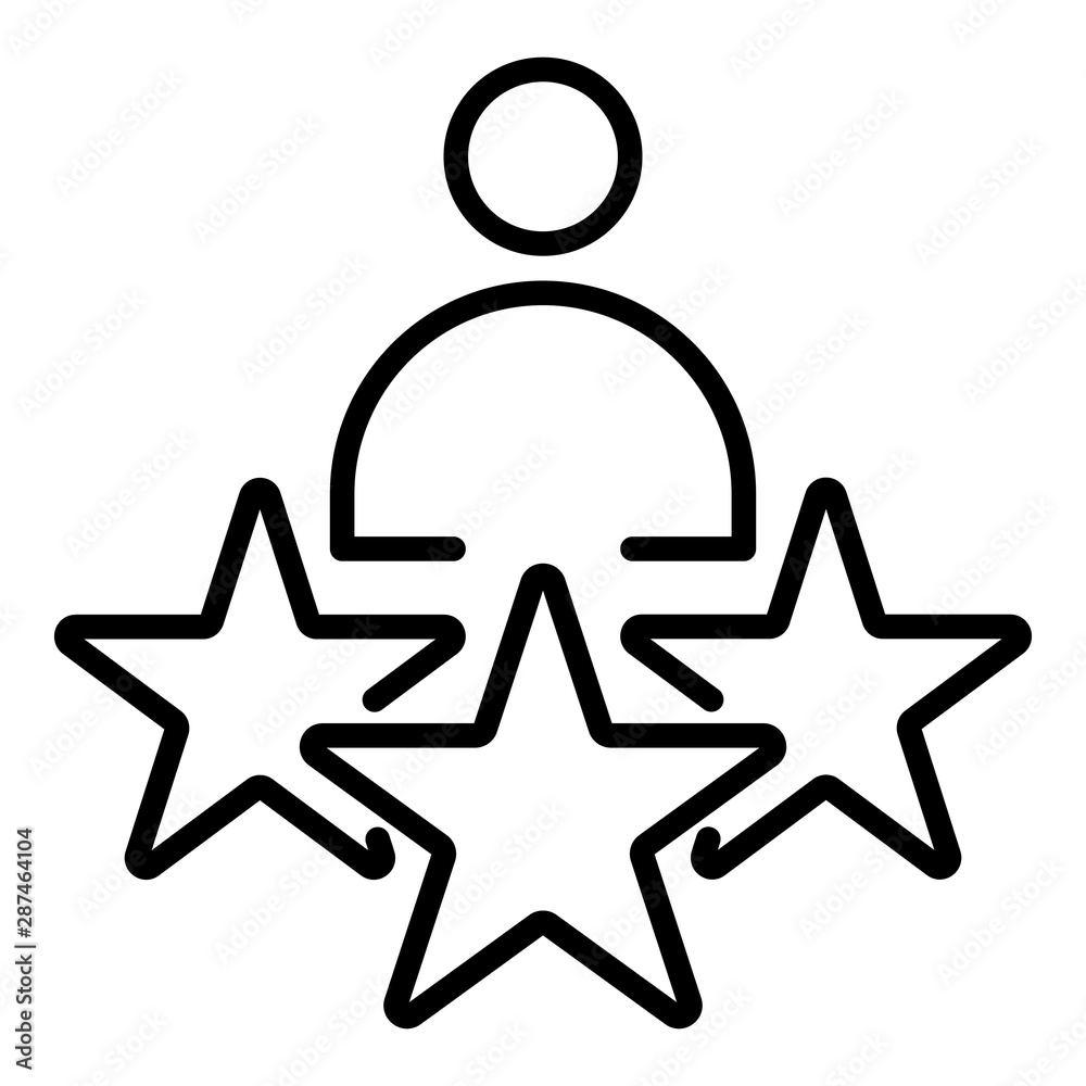 Human figure and stars icon. Outline human figure and stars vector icon for web design isolated on white background Human figure and stars icon. Outline human figure and stars vector icon for web design isolated on white background