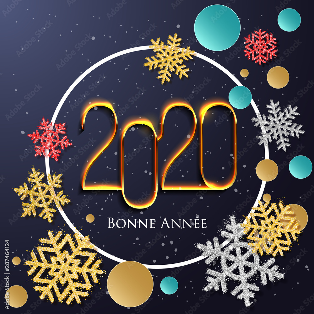 Fototapeta premium Carte de Voeux 2020 - Bonne Année