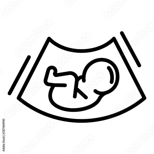 Baby and ultrasound machine icon. Outline baby and ultrasound machine vector icon for web design isolated on white background