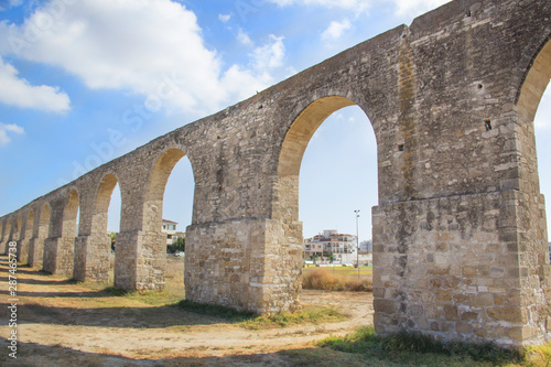 Beautiful view of the aqueduct in Larnaca, Cyprus