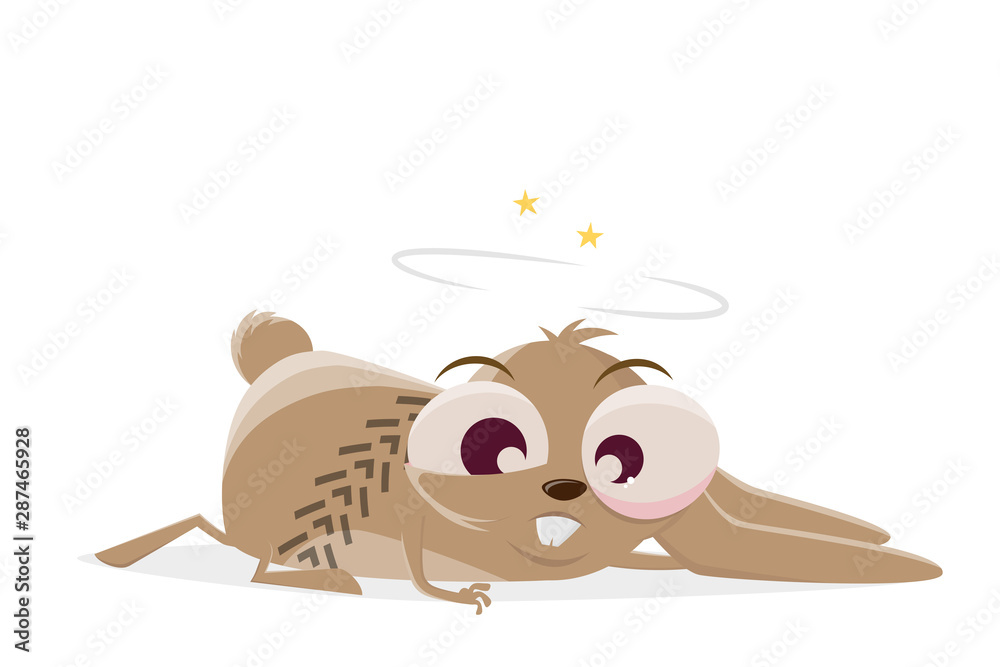 funny cartoon illustration of a crazy rabbit run over by a car Stock Vector  | Adobe Stock