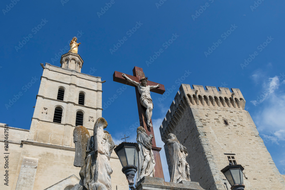 Jesus Christ on the Cross in front of Avignon Cathedral in France