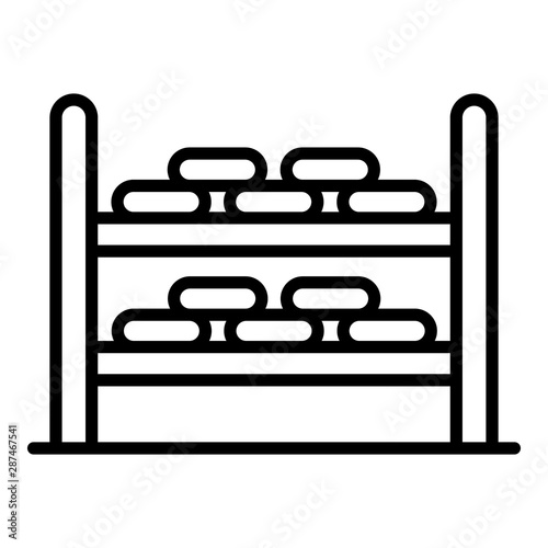 Shelving with cheese icon. Outline shelving with cheese vector icon for web design isolated on white background